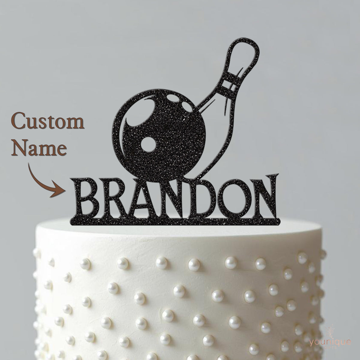 Personalised Bowling Ball & Pin Cake Topper – Name - view 4