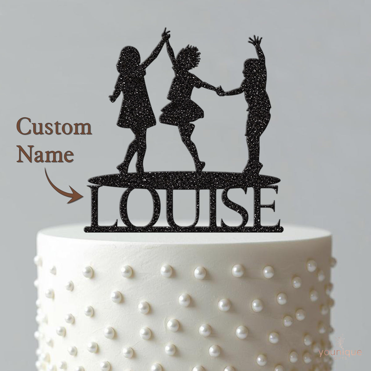 Personalised Trampoline Party Trio Cake Topper – Name - view 4
