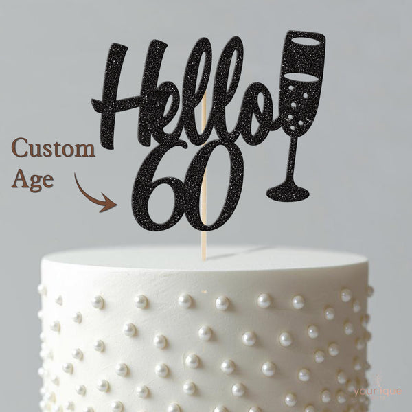 Personalised Hello Champagne Glass Cake Topper – Age - view 4