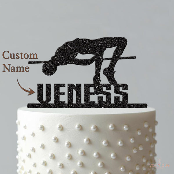Personalised High Jump Athlete Cake Topper – Name - view 4