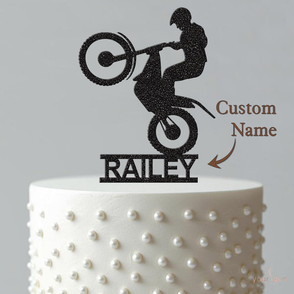Personalised Dirt Bike Wheelie Cake Topper – Name - view 4