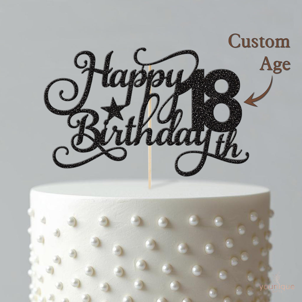 Personalised Script Star Happy Birthday Cake Topper – Age - view 4
