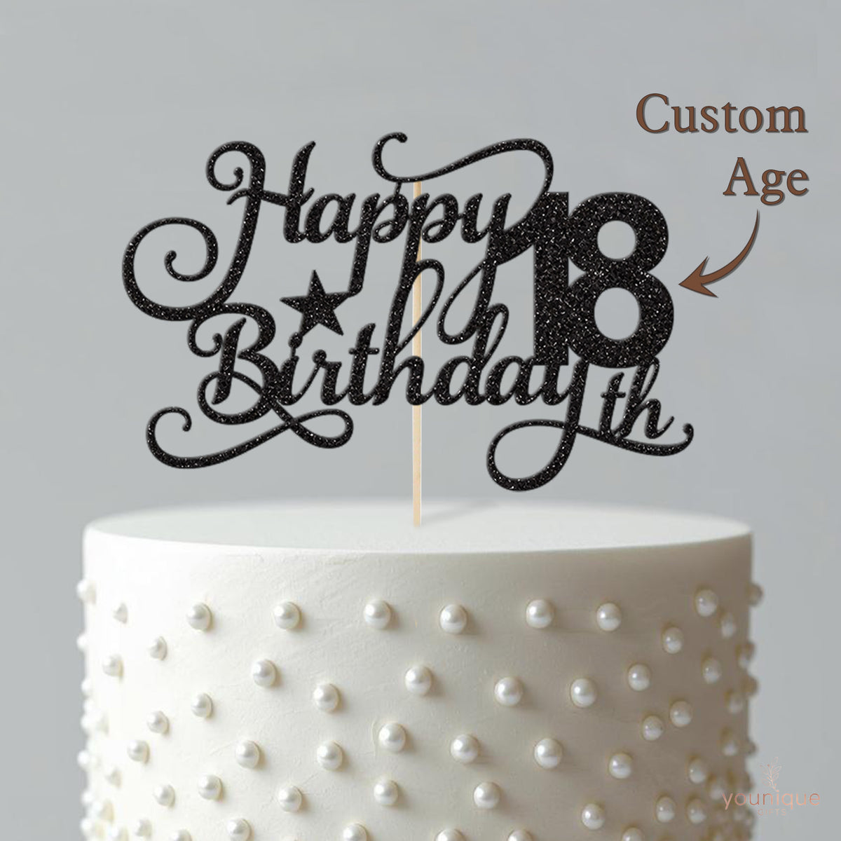 Personalised Script Star Happy Birthday Cake Topper – Age - view 4