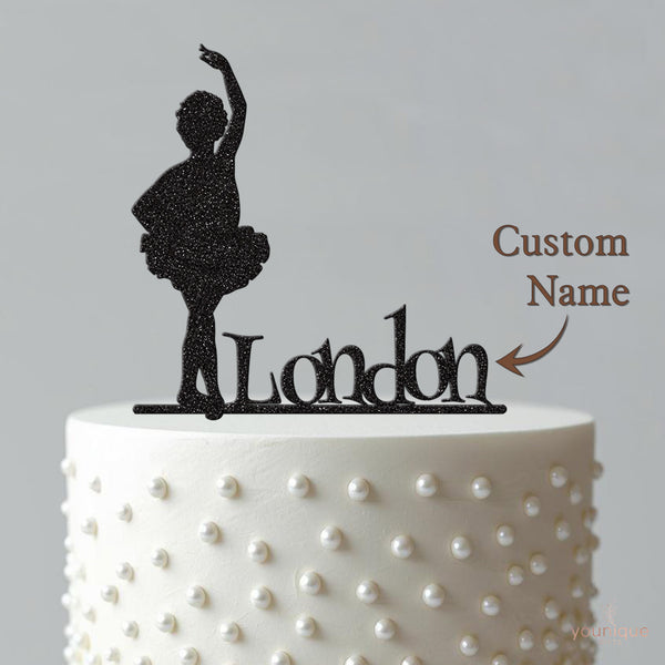 Personalised Raised-Arm Ballerina Cake Topper – Name - view 4