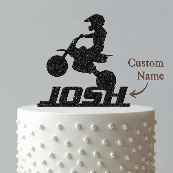 Personalised Mini Motorbike Jump Cake Topper – Name - view 4