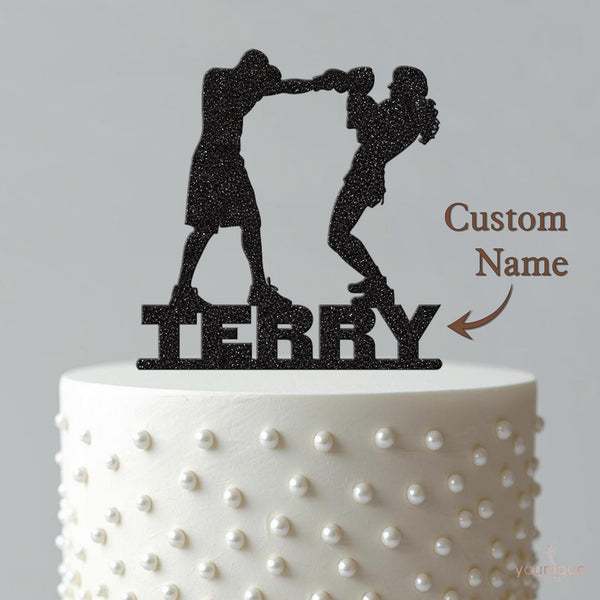Personalised Boxing Sparring Partners Cake Topper – Name - view 4
