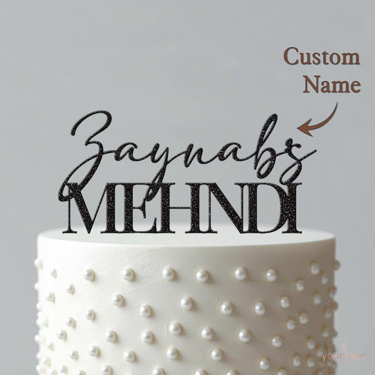 Personalised Name Script Mehndi Cake Topper – Name - view 4