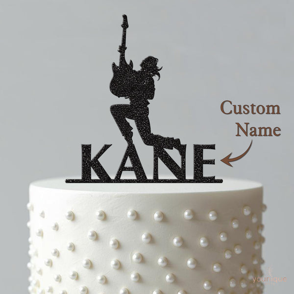 Personalised Jumping Guitarist Cake Topper – Name - view 4