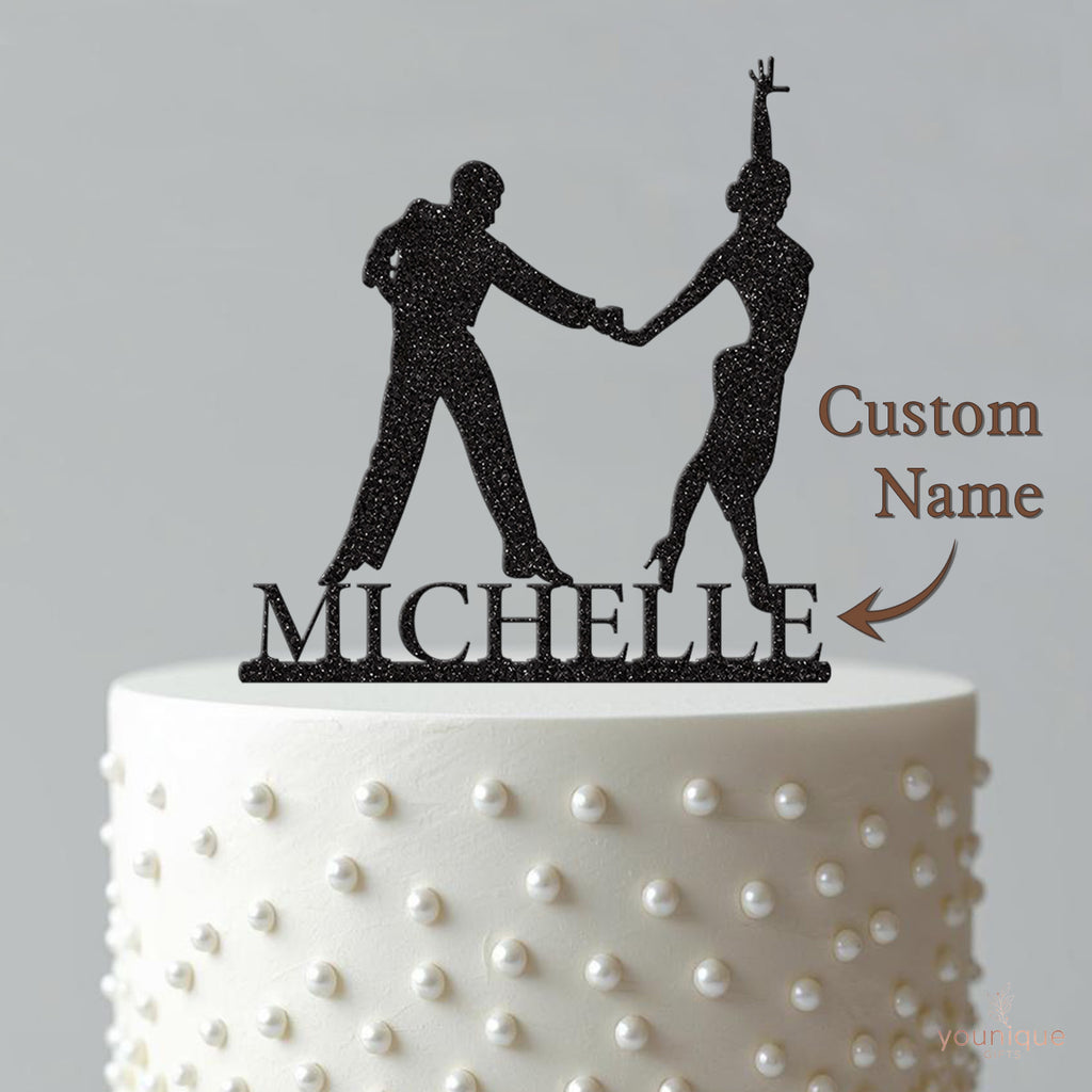 Personalised Latin Dance Couple Cake Topper – Name - view 4