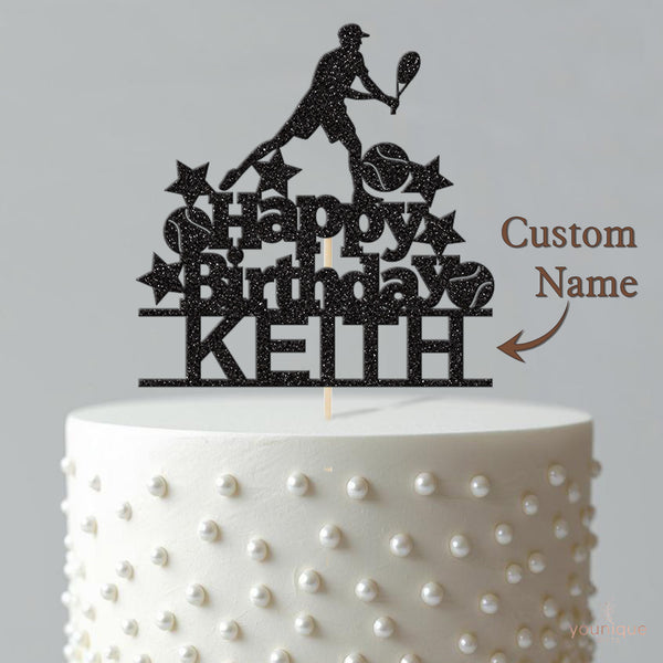 Personalised Tennis Stars Cake Topper – Name - view 4