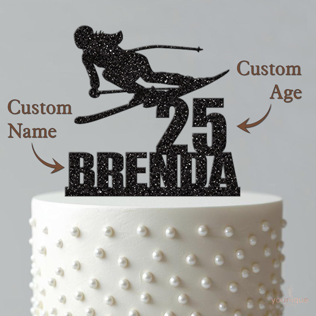 Personalised Carving Skier Cake Topper – Name & Age - view 4