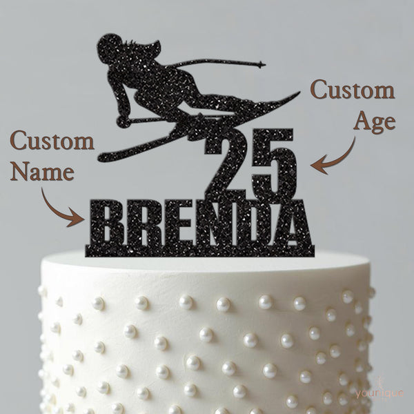 Personalised Carving Skier Cake Topper – Name & Age - view 4