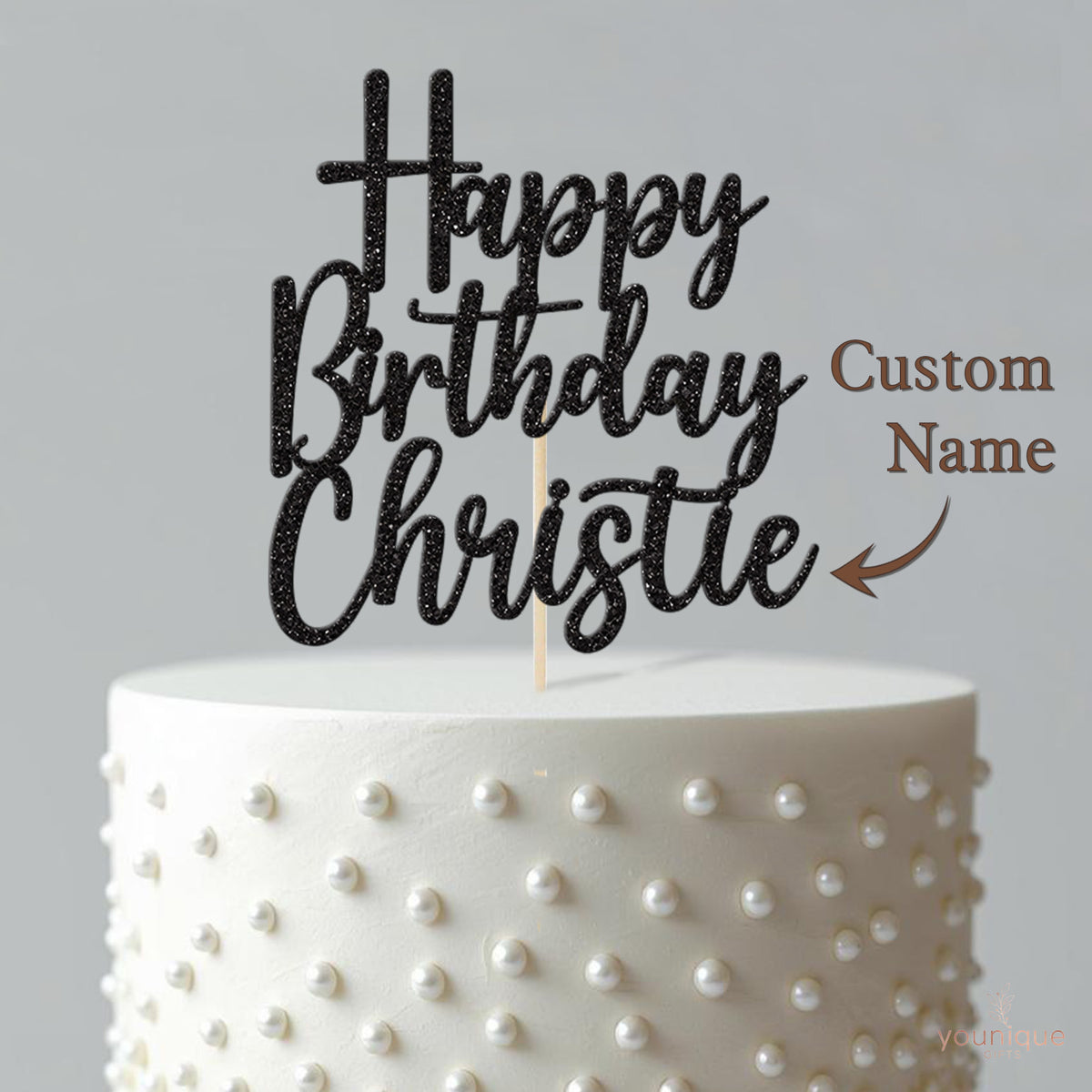 Personalised Stacked Script Cake Topper – Name - view 4