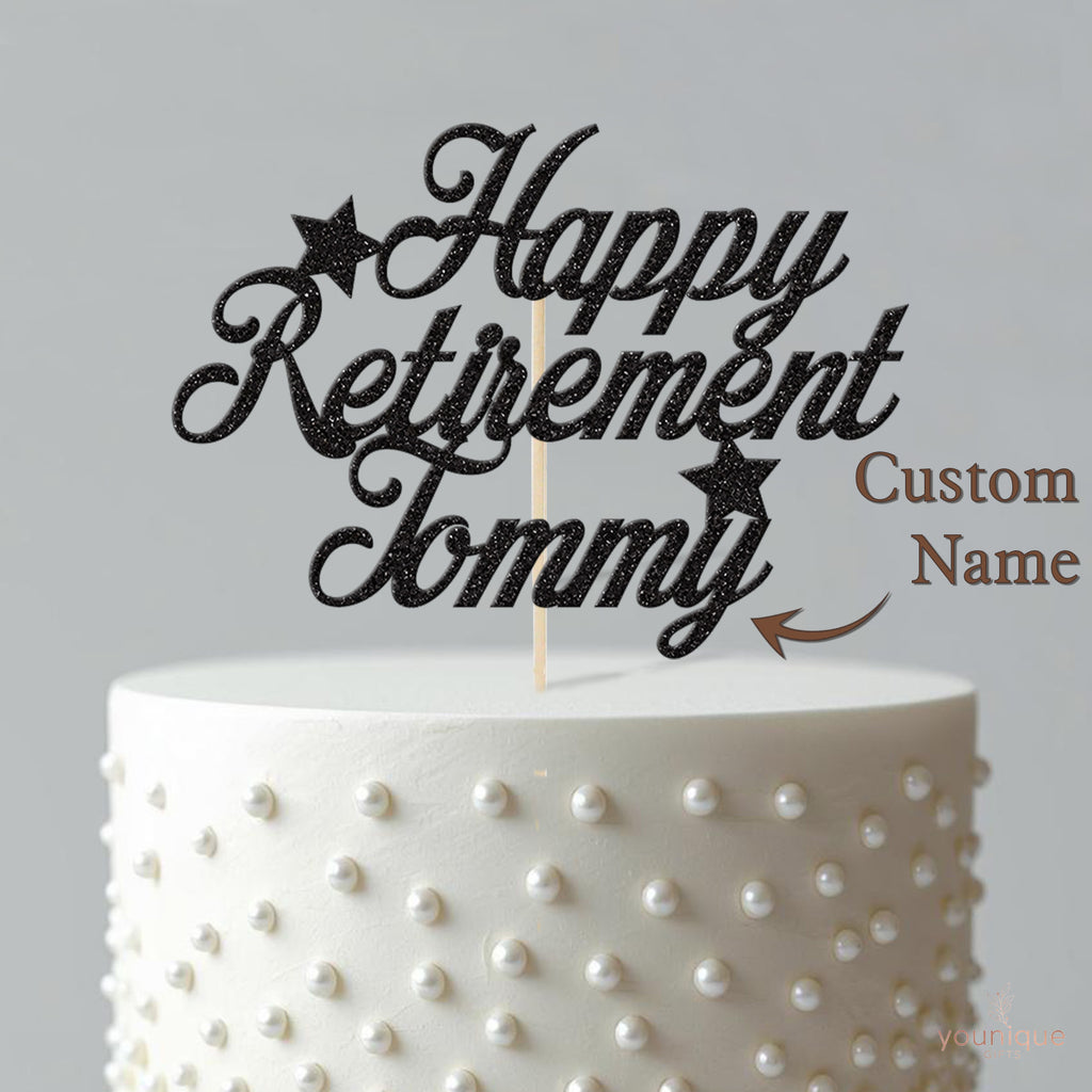 Personalised Twin Star Retirement Cake Topper – Name - view 4