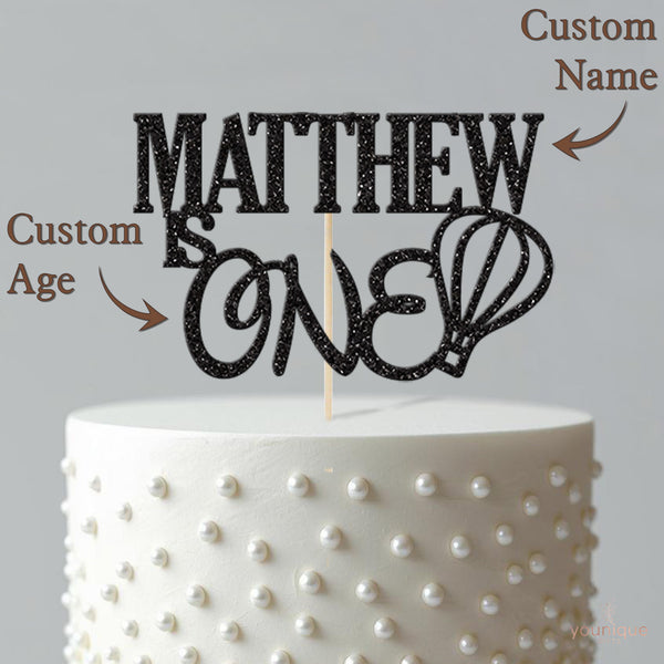 Personalised Hot Air Balloon Birthday Cake Topper – Name & Age - view 4