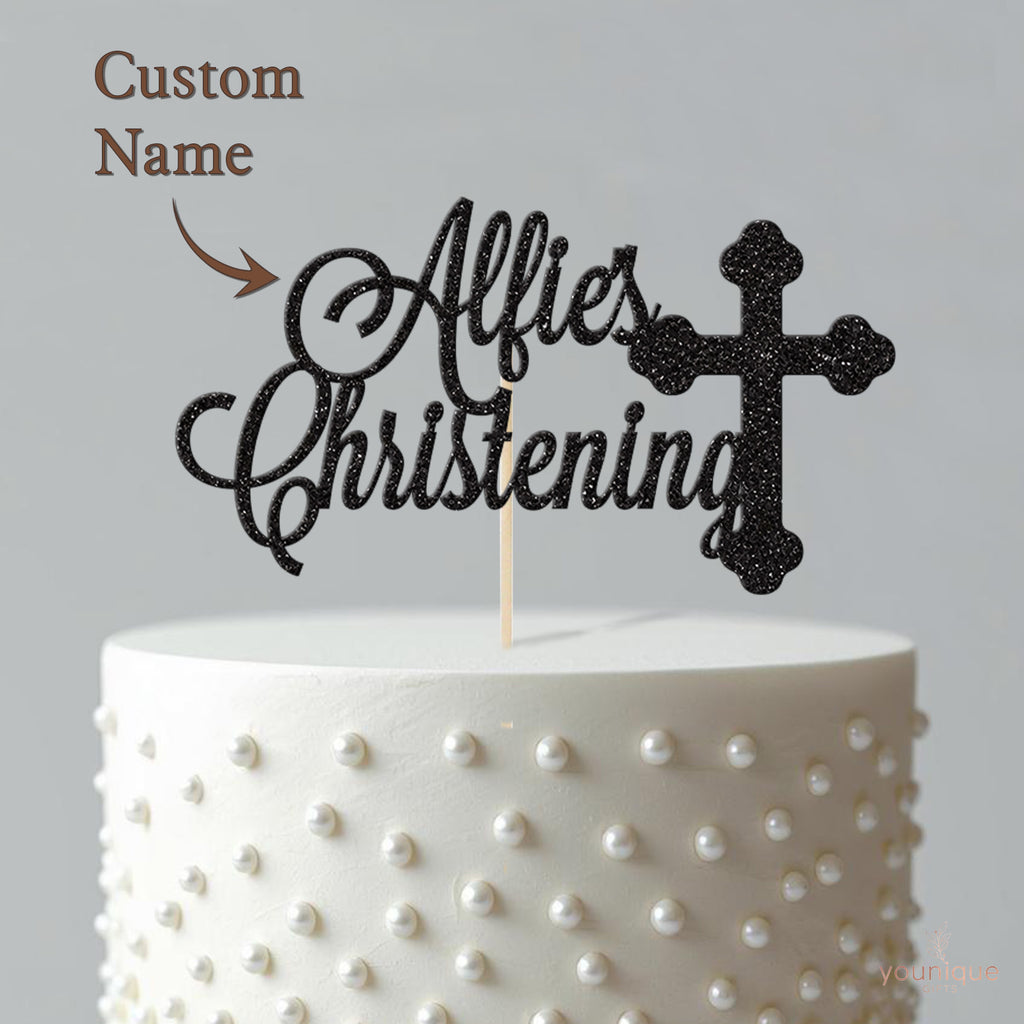 Personalised Christening Cross Cake Topper – Name - view 4