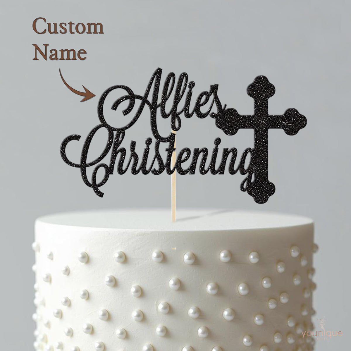 Personalised Christening Cross Cake Topper – Name - view 4