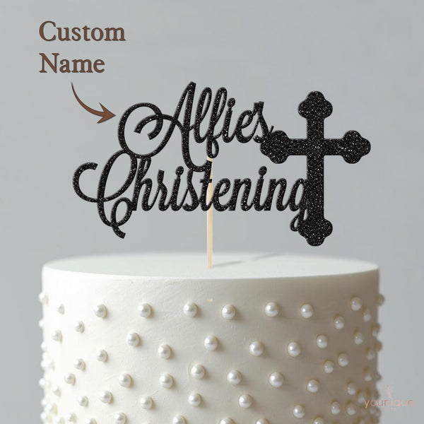 Personalised Christening Cross Cake Topper – Name - view 4