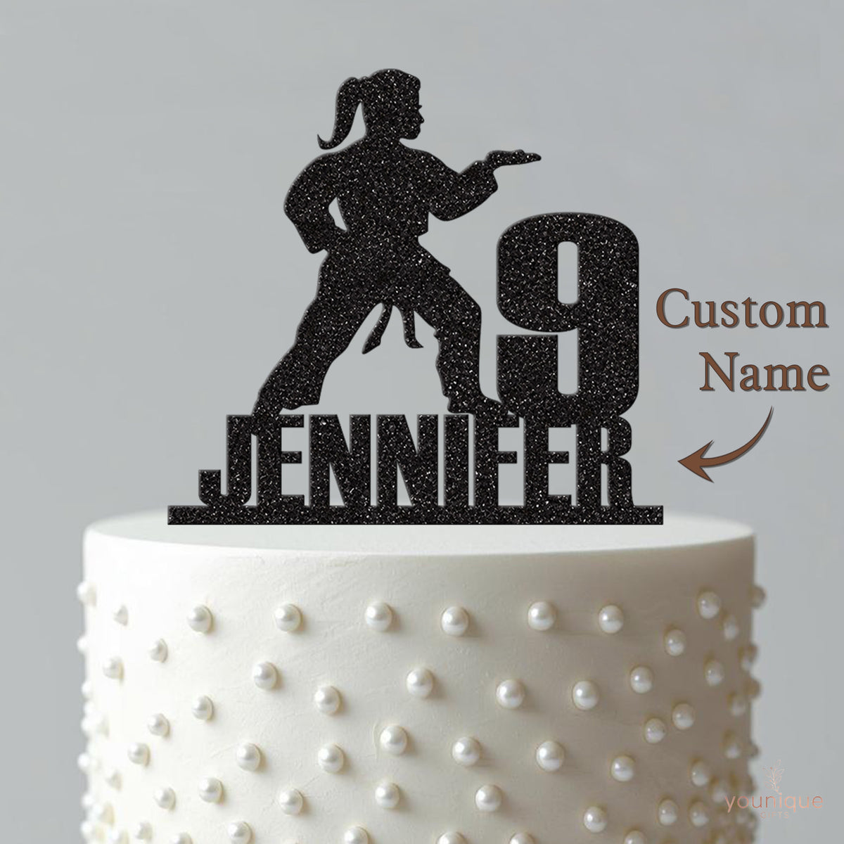 Personalised Female Karate Cake Topper – Name & Age - view 4