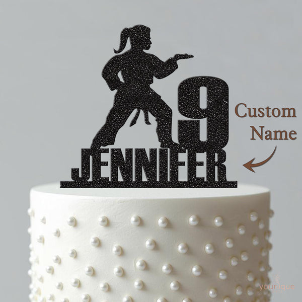 Personalised Female Karate Cake Topper – Name & Age - view 4