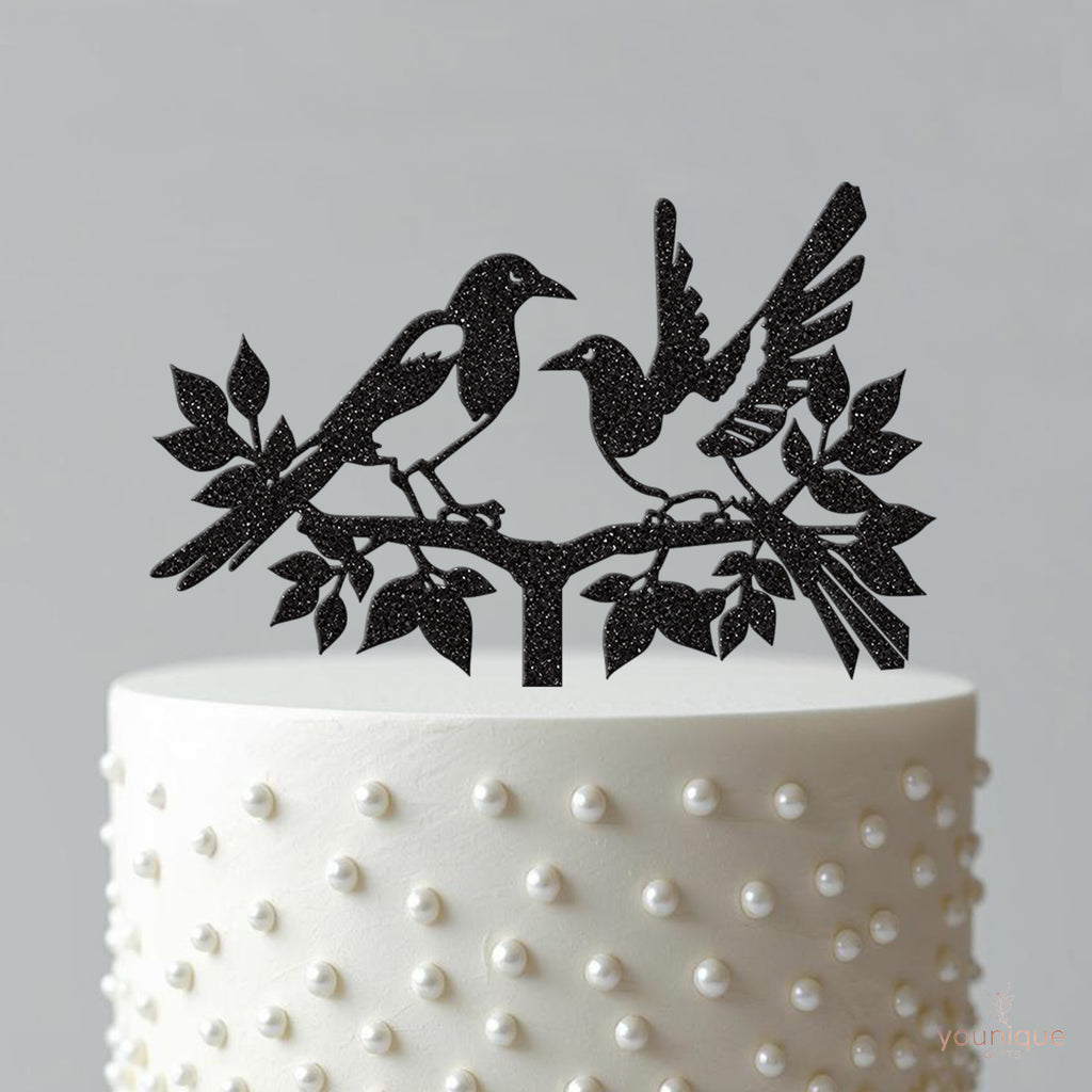 Magpie Pair on Branch Wedding Cake Topper - view 4