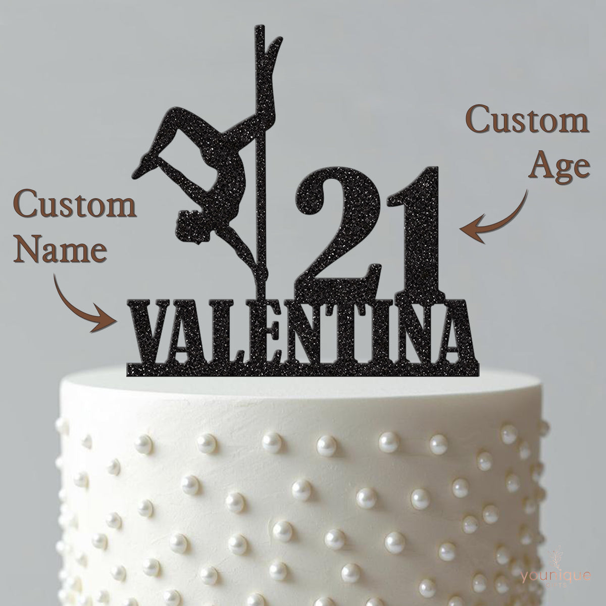 Personalised Pole Dance Inversion Cake Topper – Name & Age - view 4
