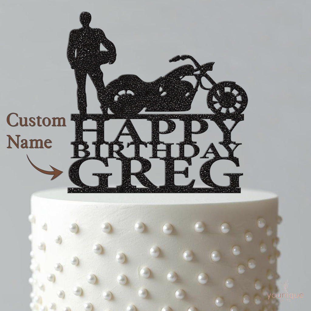 Personalised Biker & Motorcycle Cake Topper – Name - view 4