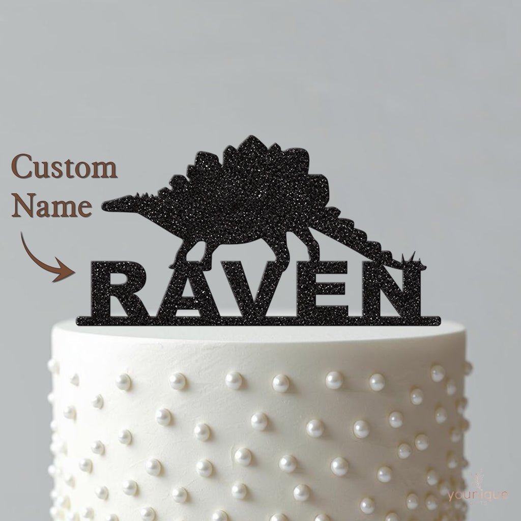 Personalised Stegosaurus Silhouette Cake Topper – Name - view 4