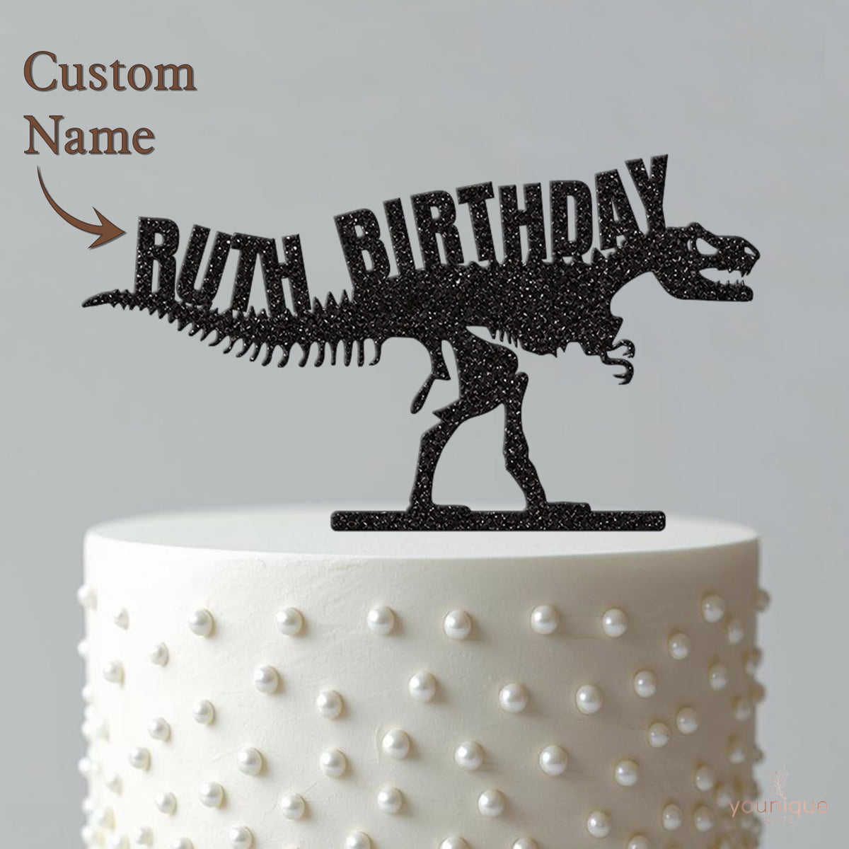 Personalised Dinosaur Skeleton Cake Topper – Name - view 4