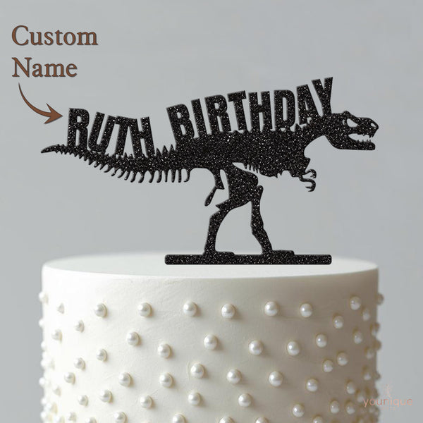 Personalised Dinosaur Skeleton Cake Topper – Name - view 4