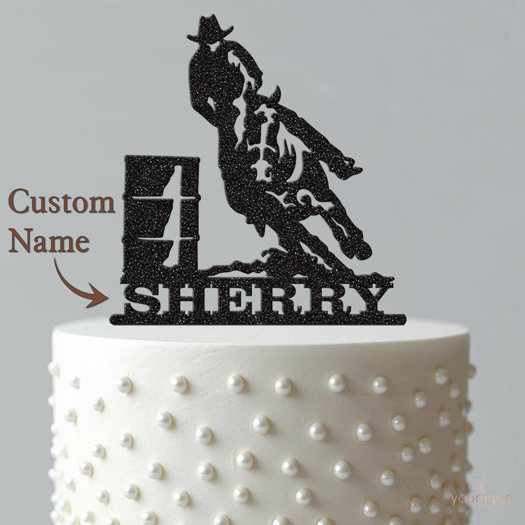 Personalised Barrel Racing Horse Cake Topper – Name - view 4