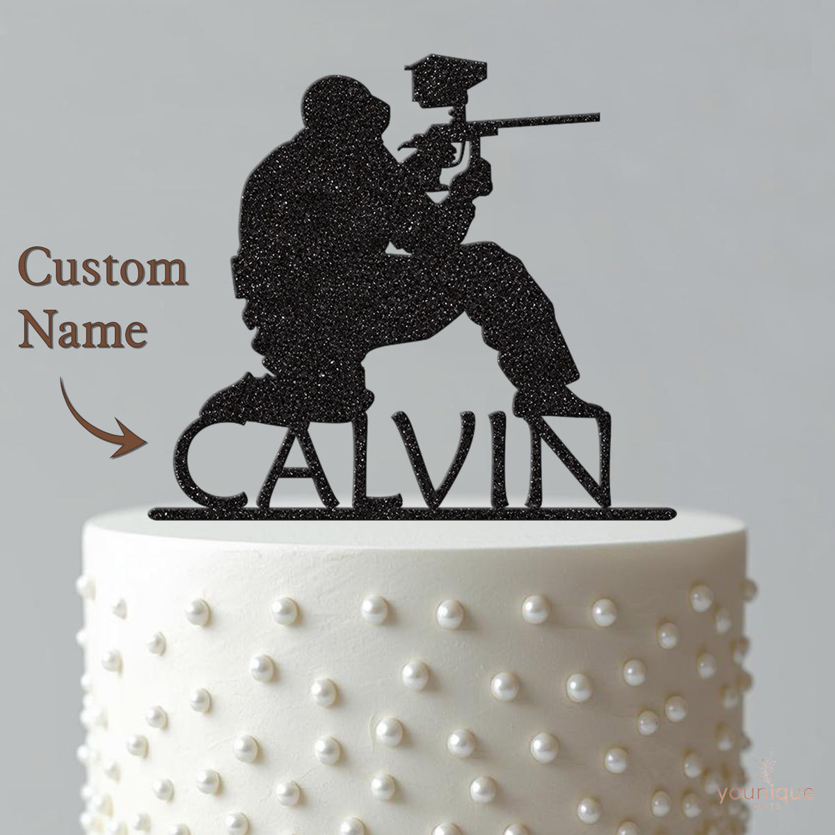 Personalised Paintball Player Cake Topper – Name - view 4