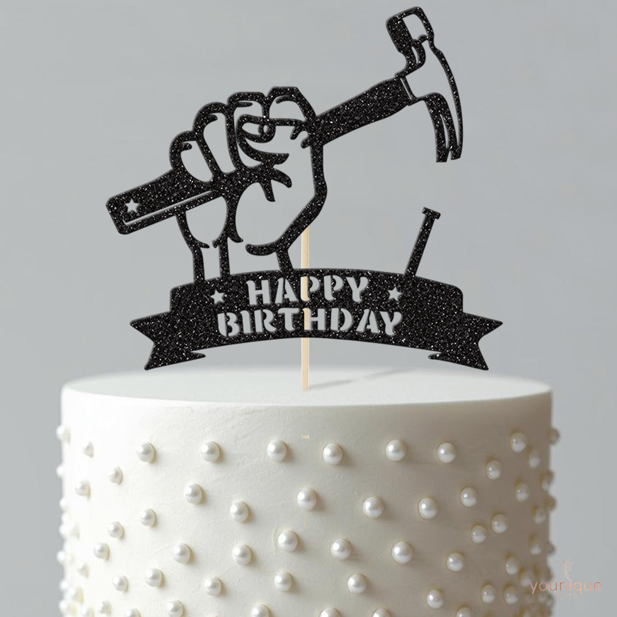 Happy Birthday Hammer and Nail Cake Topper - view 4