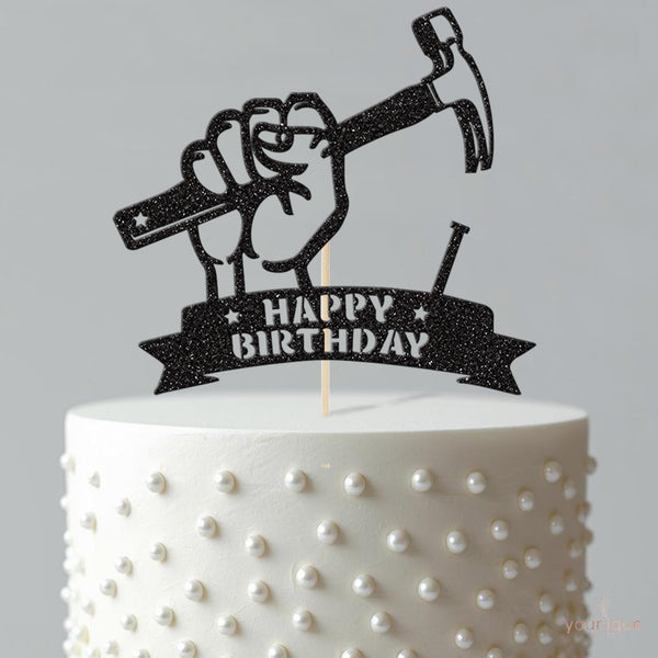 Happy Birthday Hammer and Nail Cake Topper - view 4