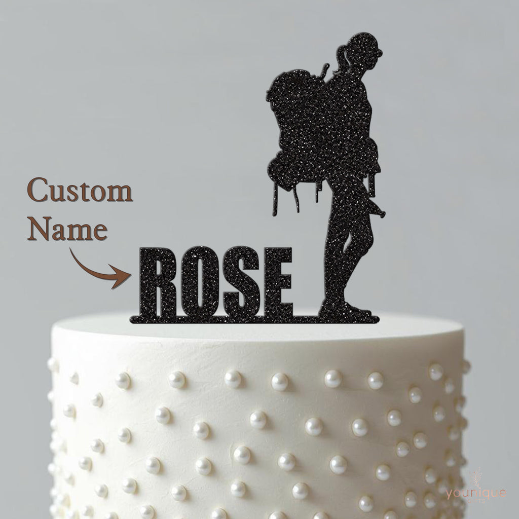 Personalised Female Backpacker Cake Topper – Name - view 4