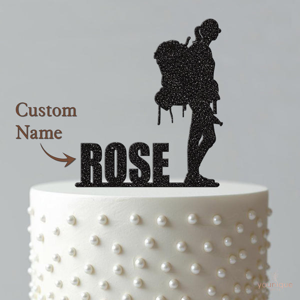 Personalised Female Backpacker Cake Topper – Name - view 4