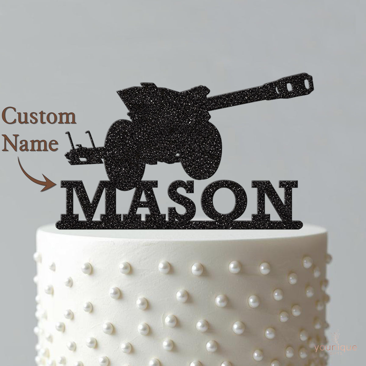 Personalised Military Field Gun Cake Topper – Name - view 4