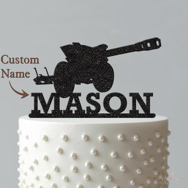 Personalised Military Field Gun Cake Topper – Name - view 4