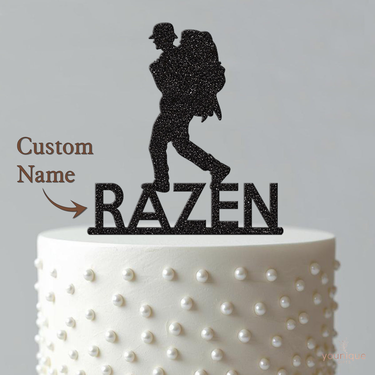 Personalised Walking Backpacker Cake Topper – Name - view 4