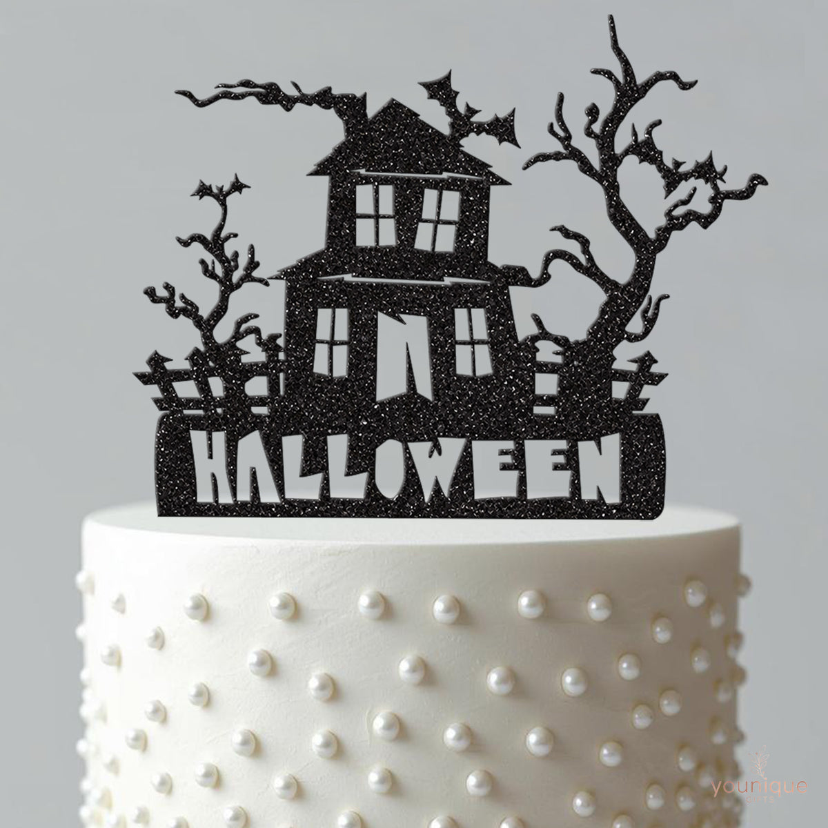 Haunted House and Bats Halloween Cake Topper - view 4