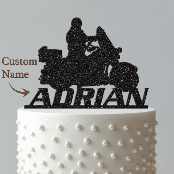 Personalised Touring Motorbike Rider Cake Topper – Name - view 4