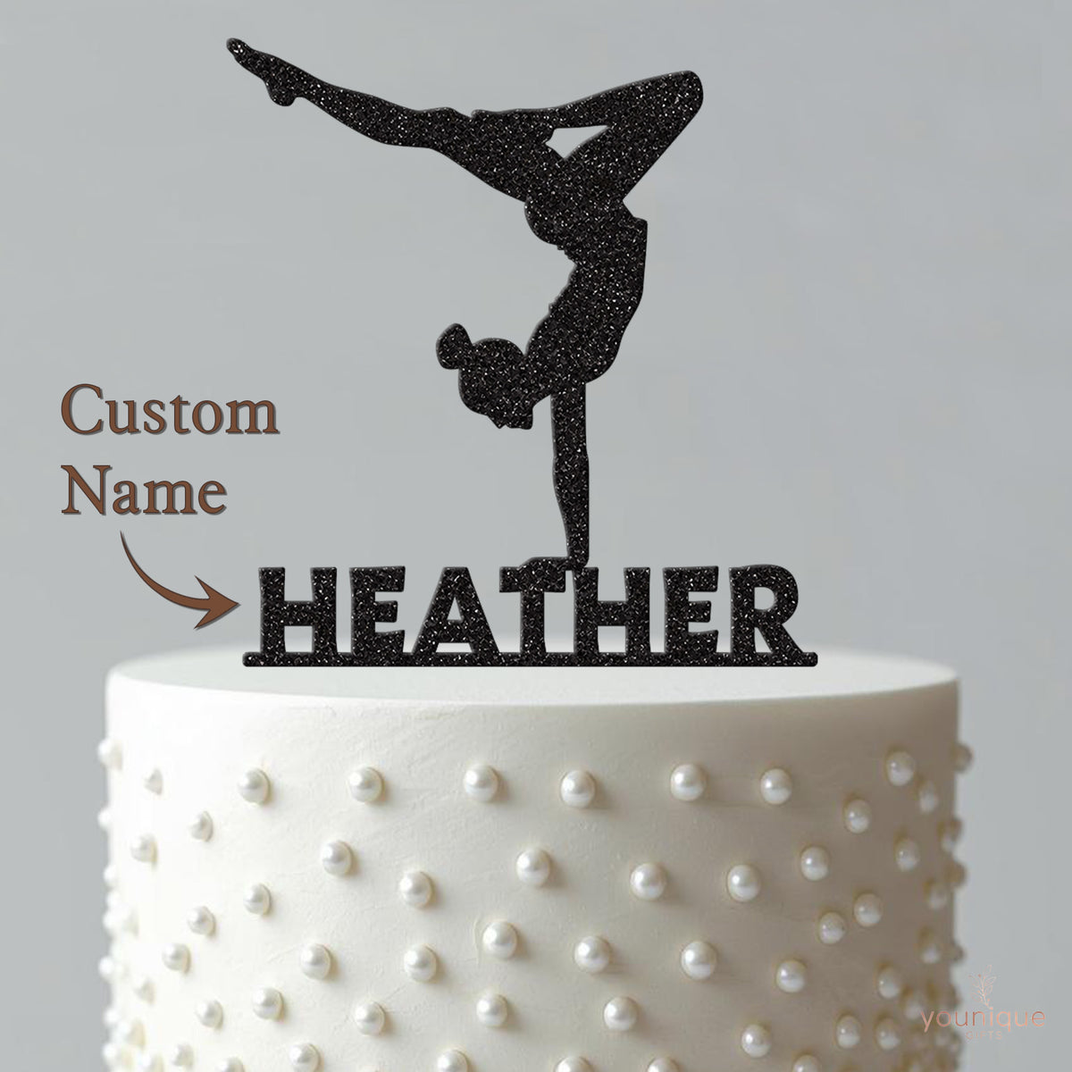 Personalised One-Handed Gymnast Cake Topper – Name - view 4