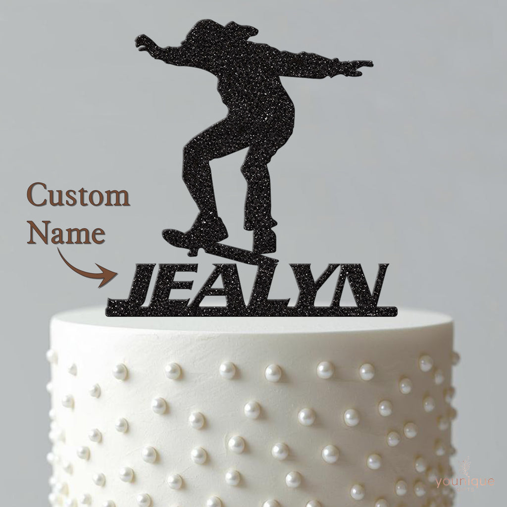 Personalised Skateboard Trick Cake Topper – Name - view 4