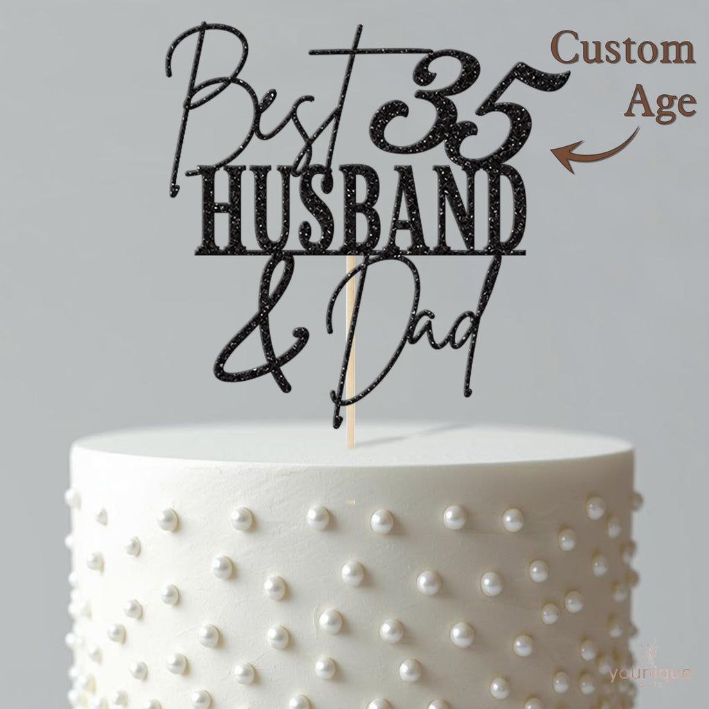 Personalised Best Husband & Dad Cake Topper – Age - view 4