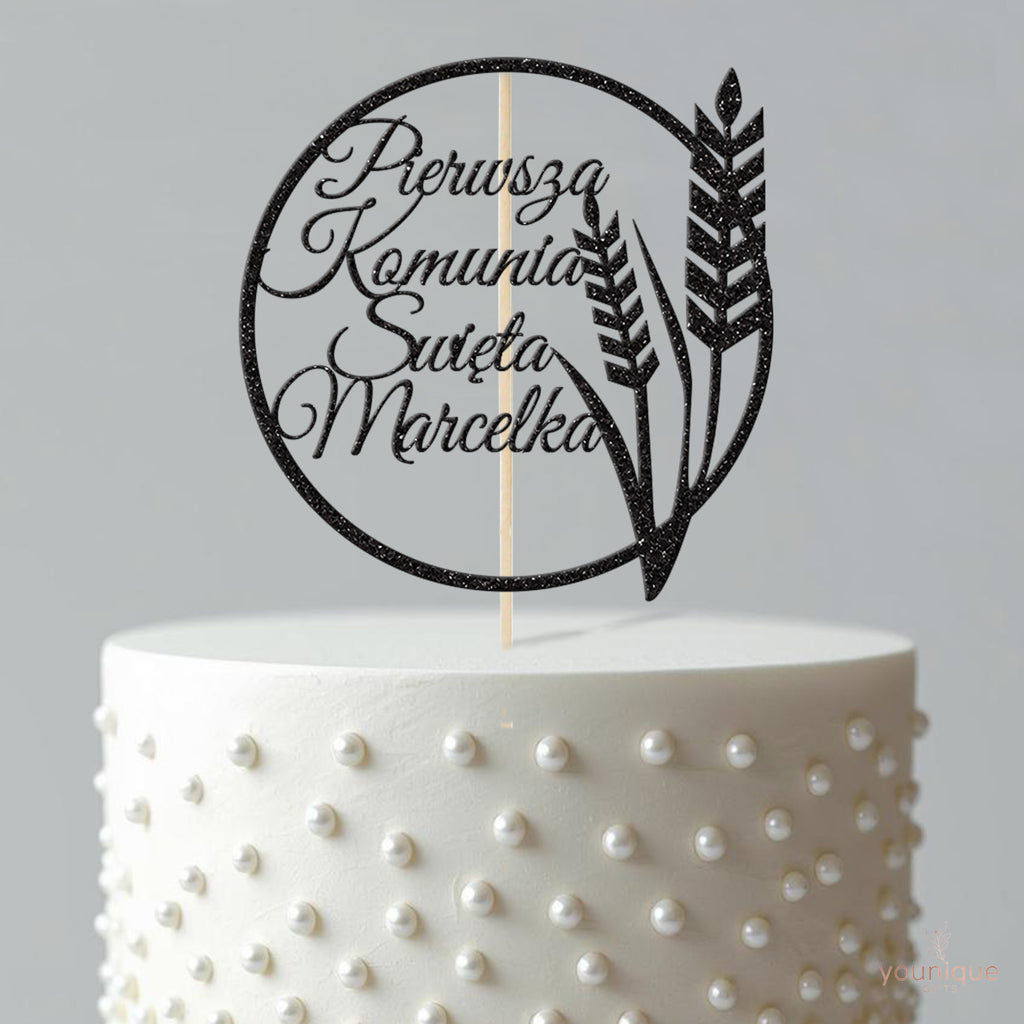 Personalised Polish Communion Wheat Hoop Cake Topper – Name - view 4