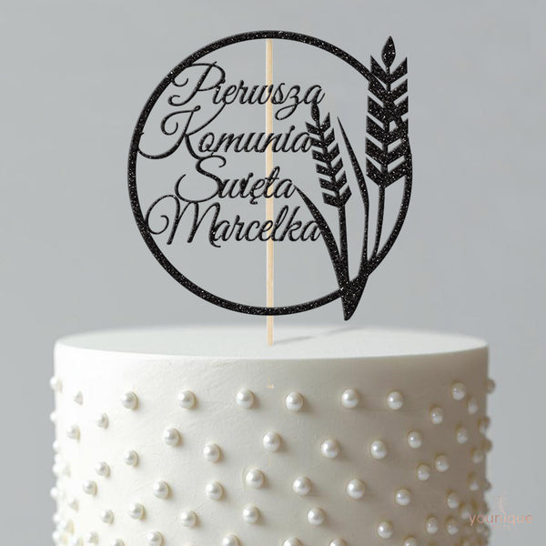 Personalised Polish Communion Wheat Hoop Cake Topper – Name - view 4