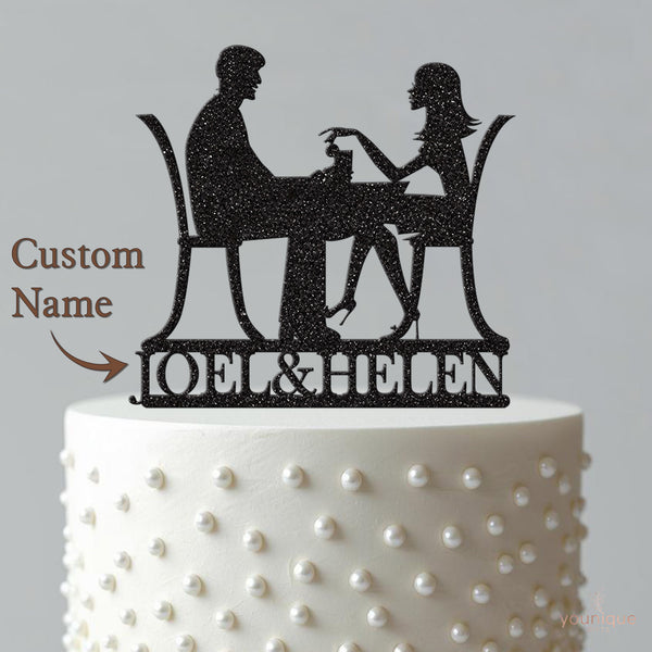 Personalised Date Night Couple Cake Topper – Names - view 4