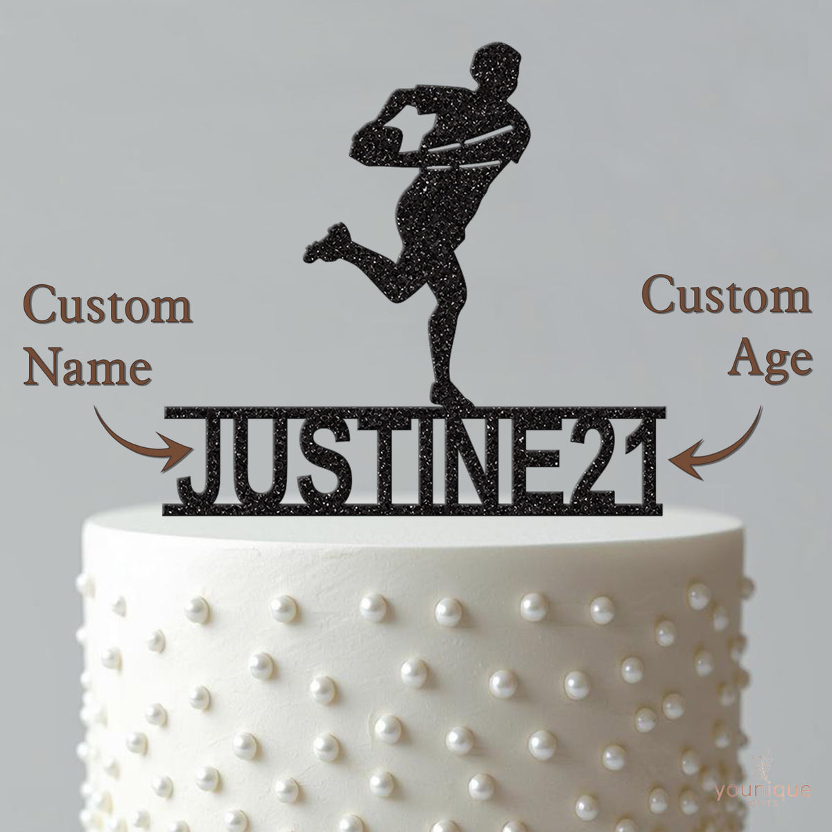 Personalised Rugby Runner Cake Topper – Name & Age - view 4