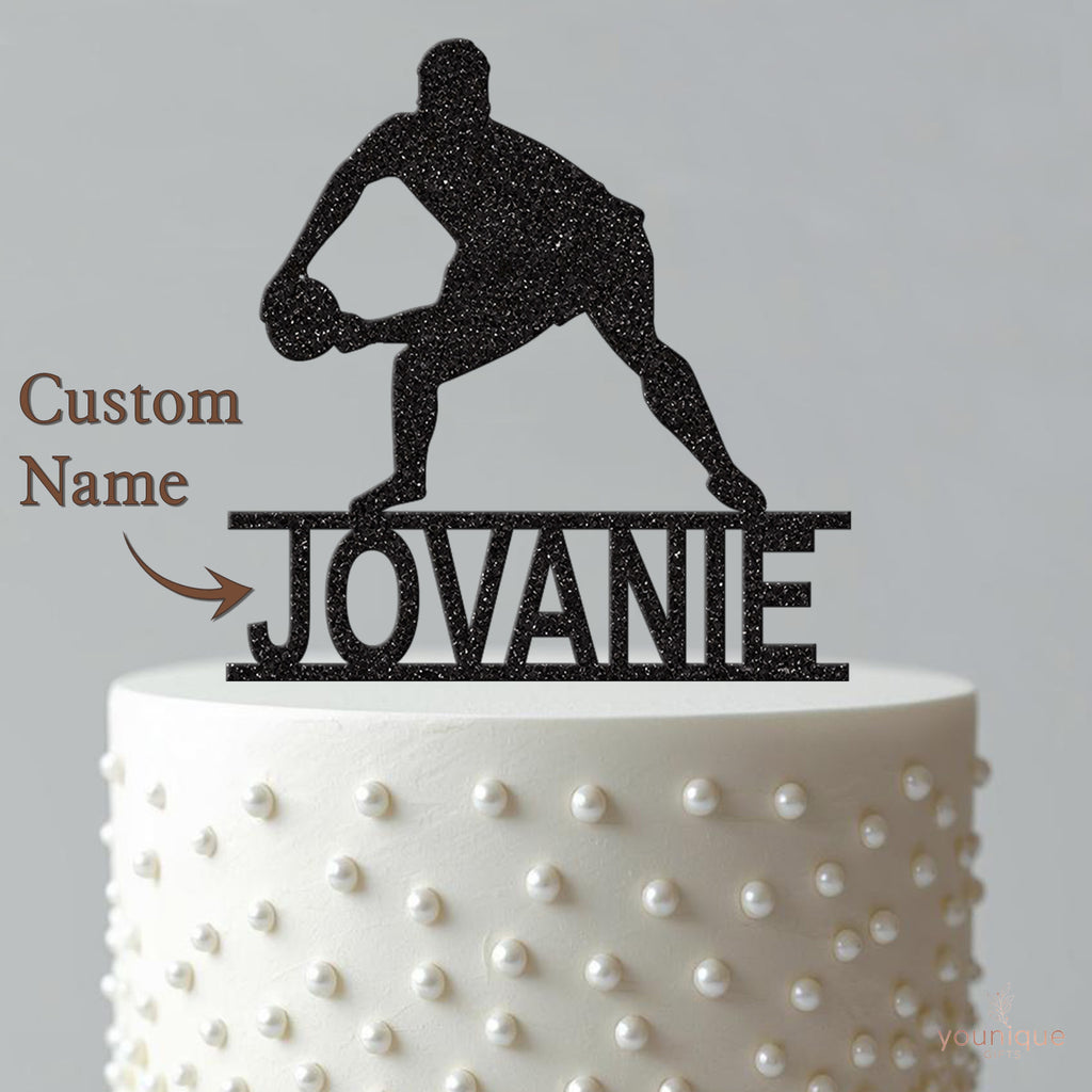 Personalised Crouching Rugby Player Cake Topper – Name - view 4