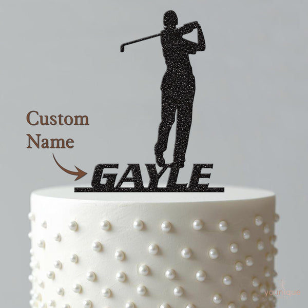 Personalised Golf Follow-Through Cake Topper – Name - view 4